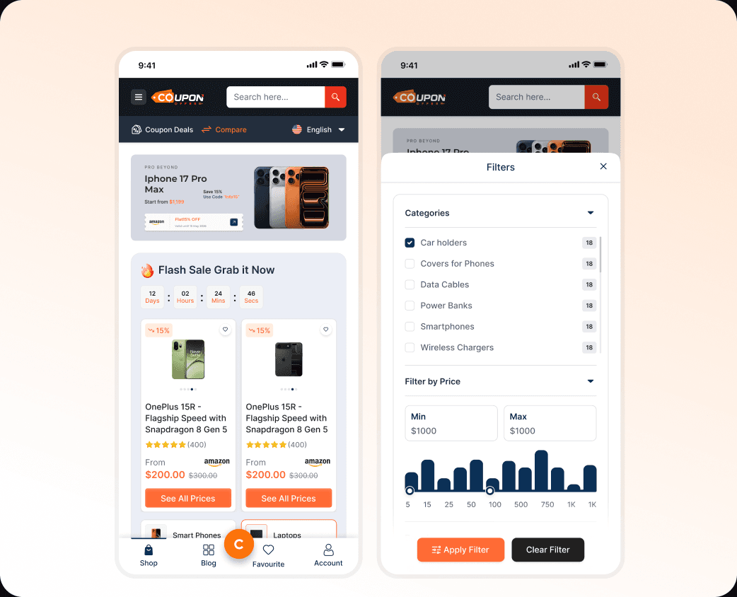 CouponOffer modern UI and UX design preview